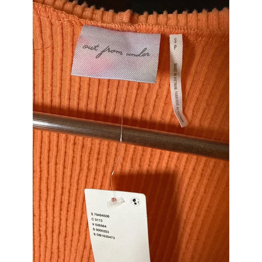 Out From Under Urban Outfitters Orange Ribbed Hooded Cardigan Cozy‎ Y2K Womens S